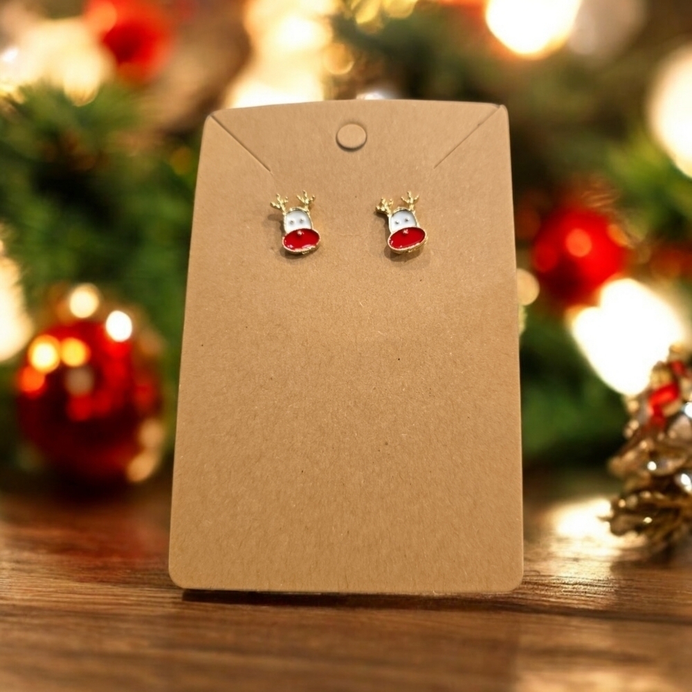 Reindeer Festive Holiday Stud Earrings - Picture 2 of 2